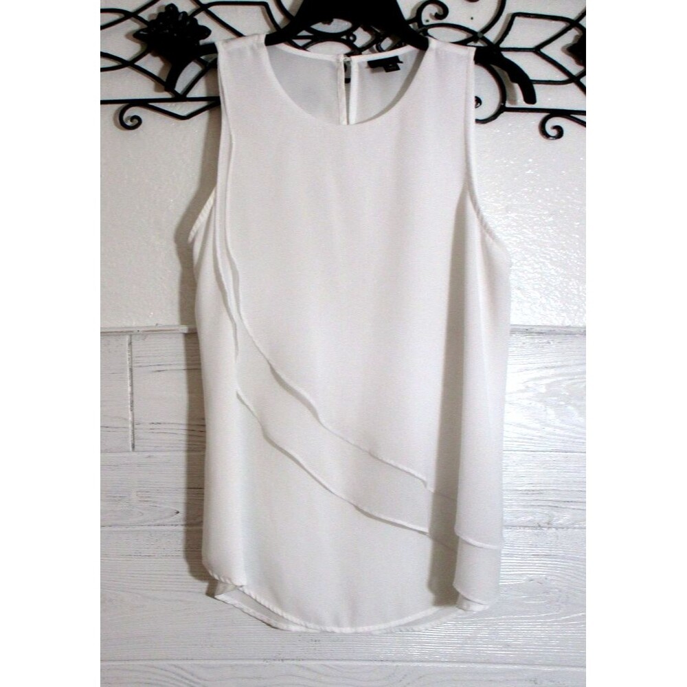 Worthington Women's Top Size M Sleeveless Ivory Round Neck Blouse